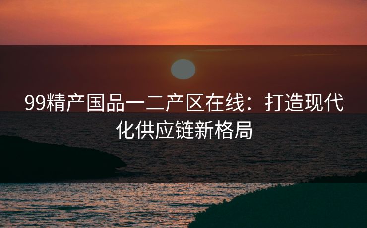 99精产国品一二产区在线：打造现代化供应链新格局