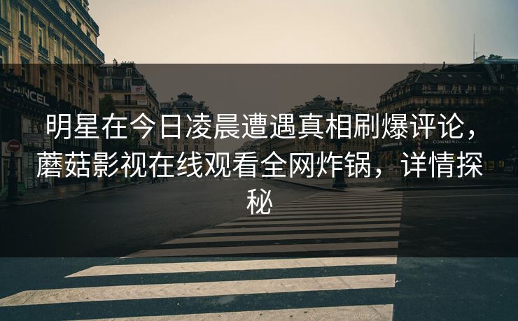 明星在今日凌晨遭遇真相刷爆评论，蘑菇影视在线观看全网炸锅，详情探秘