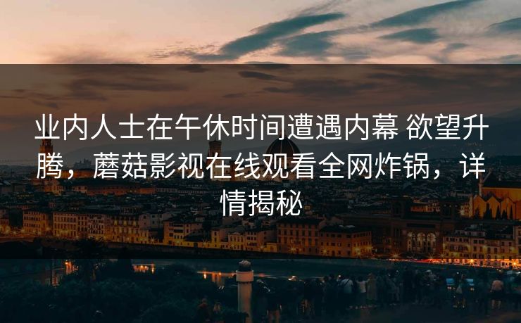 业内人士在午休时间遭遇内幕 欲望升腾，蘑菇影视在线观看全网炸锅，详情揭秘