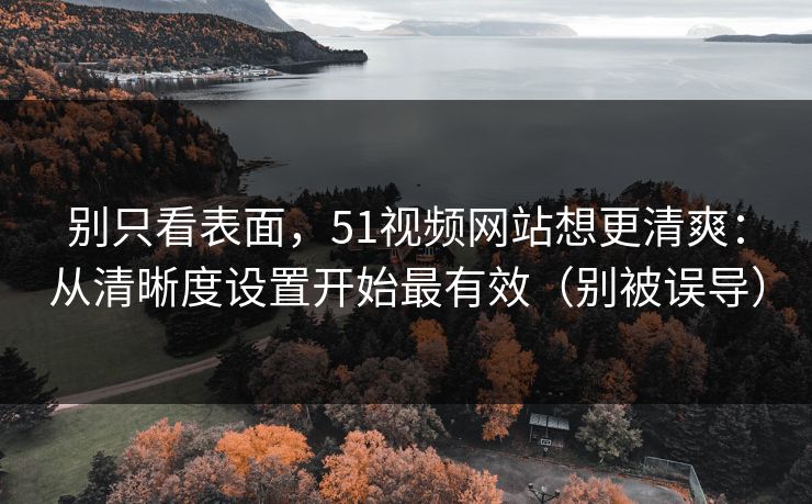 别只看表面，51视频网站想更清爽：从清晰度设置开始最有效（别被误导）