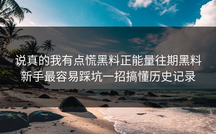 说真的我有点慌黑料正能量往期黑料新手最容易踩坑一招搞懂历史记录